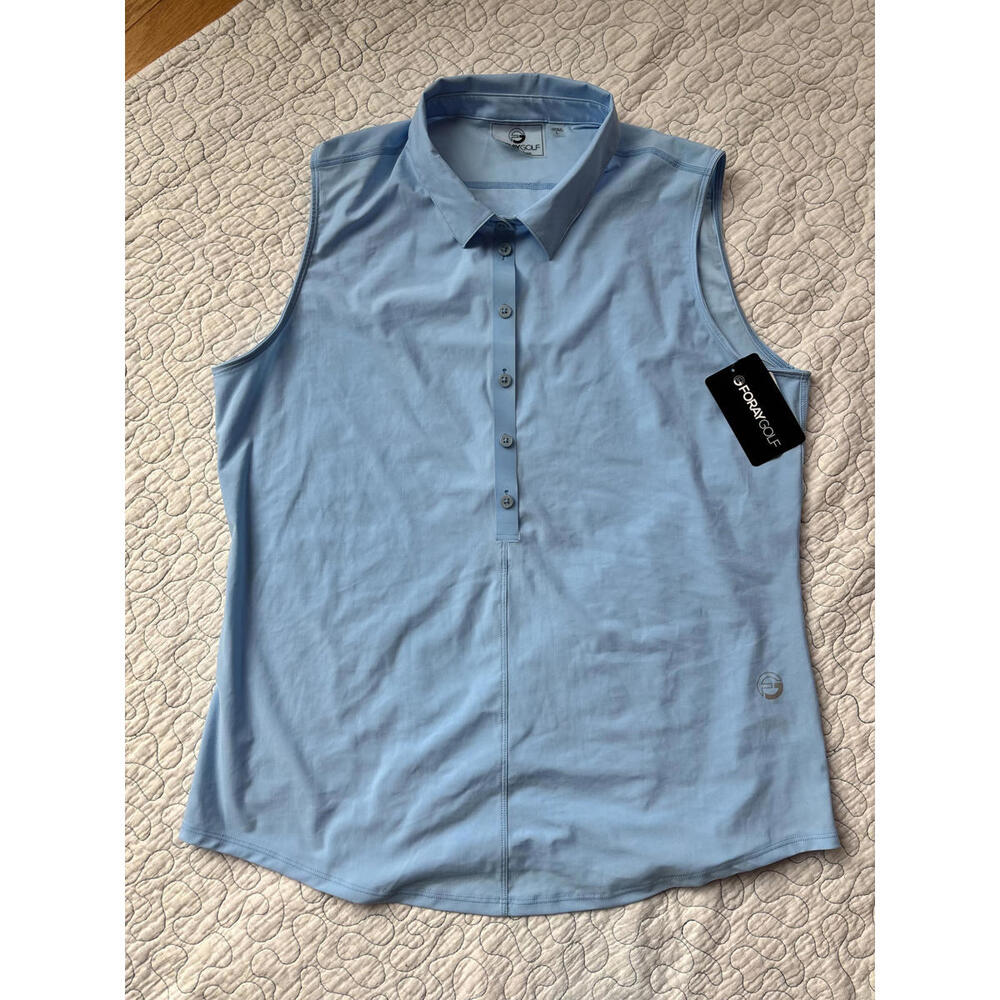 Foray Golf Women's Sleeveless Light Blue Polo Shirt Size Large #435‎